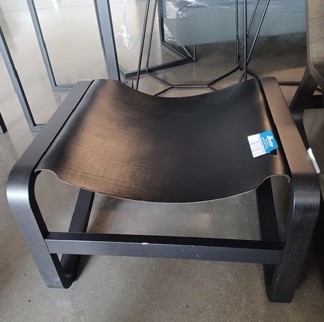 Ottoman Black/Leather/Wood