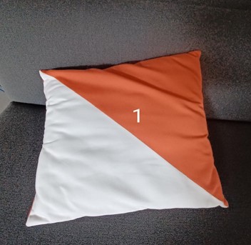 Pillow, white/orange